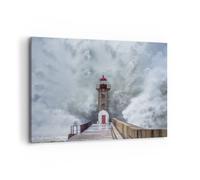 Cuadro Sobre Lienzo 100x70cm Cuadros Pared Linterna Mar Tormenta Wall Art Prints