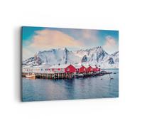 Cuadro Sobre Lienzo 100x70cm Cuadros Pared Lofoten Aldea Pesca Wall Art Prints