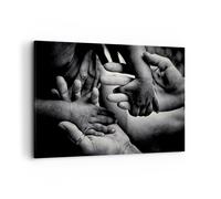 Cuadro Sobre Lienzo 100x70cm Cuadros Pared Manos Tolerancia Comunidad Wall Art
