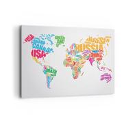 Cuadro Sobre Lienzo 100x70cm Cuadros Pared Mapa Palabras Mundo geografía Art