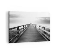 Cuadro Sobre Lienzo 100x70cm Cuadros Pared Muelle Perspectiva Blanco Y Negro Art