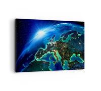 Cuadro Sobre Lienzo 100x70cm Cuadros Pared Noche espacio mundo vista Wall Art