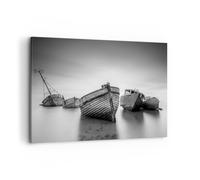 Cuadro Sobre Lienzo 100x70cm Cuadros Pared Łódź Naufragio Barco Wall Art Prints