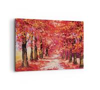 Cuadro Sobre Lienzo 100x70cm Cuadros Pared Otoño Parque Avenida Wall Art Prints