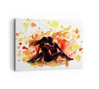 Cuadro Sobre Lienzo 100x70cm Cuadros Pared Pareja beso multi-color luna de miel