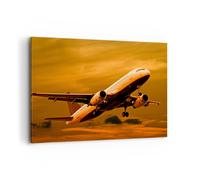 Cuadro Sobre Lienzo 100x70cm Cuadros Pared Pasajeros avión avión alas Wall Art