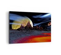 Cuadro Sobre Lienzo 100x70cm Cuadros Pared Planeta luna universo Wall Art Prints