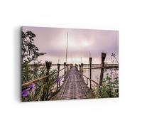 Cuadro Sobre Lienzo 100x70cm Cuadros Pared Puente Lago Antorcha Wall Art Prints