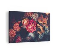 Cuadro Sobre Lienzo 100x70cm Cuadros Pared Ramo Flores Rosas Wall Art Prints