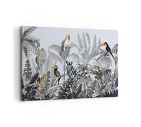 Cuadro Sobre Lienzo 100x70cm Cuadros Pared Selva Animales Tucanes Wall Art