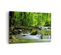 Cuadro Sobre Lienzo 100x70cm Cuadros Pared Stream Bosque Naturaleza Wall Art
