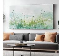 Cuadro sobre Lienzo 120 x 80 cm, Flores Silvestres Sencillas En Acuarela Impresión en material tejido no tejido cuadros, Dormitorio Cocina Cuadros Pared Verde Azul Claro Wall Art Prints, Sin marco