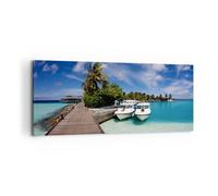 Cuadro Sobre Lienzo 120x50cm Cuadros Maldivas isla archipiélago océano cabaña
