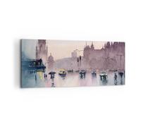 Cuadro Sobre Lienzo 120x50cm Cuadros Pared Acuarela Ciudad Monumentos Históricos