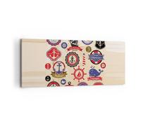 Cuadro Sobre Lienzo 120x50cm Cuadros Pared Ancla bandera insignia barco Wall Art
