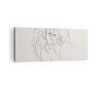 Cuadro Sobre Lienzo 120x50cm Cuadros Pared Art. Línea Beso Wall Art Prints Decor
