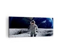 Cuadro Sobre Lienzo 120x50cm Cuadros Pared Astronauta Luna Tierra espacio Art