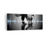 Cuadro Sobre Lienzo 120x50cm Cuadros Pared Audio micrófono música estudio Art