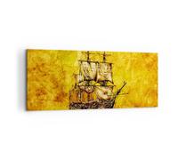 Cuadro Sobre Lienzo 120x50cm Cuadros Pared Barco pirata océano tesoro Wall Art
