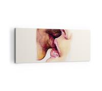 Cuadro Sobre Lienzo 120x50cm Cuadros Pared Beso Boca Pareja Wall Art Prints