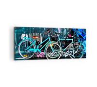 Cuadro Sobre Lienzo 120x50cm Cuadros Pared Bicicletas Graffiti Calle Pared Art