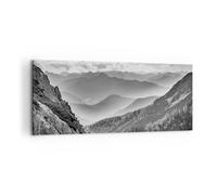 Cuadro Sobre Lienzo 120x50cm Cuadros Pared Blanco Y Negro Paisaje Montañas Art