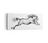 Cuadro Sobre Lienzo 120x50cm Cuadros Pared Caballo Dibujo Lápiz Wall Art Prints