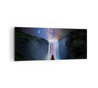 Cuadro Sobre Lienzo 120x50cm Cuadros Pared Cascada Las Estrellas Meditación Art