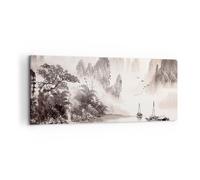 Cuadro Sobre Lienzo 120x50cm Cuadros Pared Chino Paisaje Acuarela Wall Art