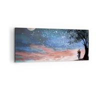 Cuadro Sobre Lienzo 120x50cm Cuadros Pared Cielo Luna Amantes Wall Art Prints