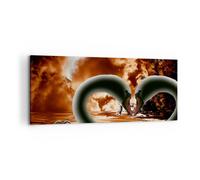 Cuadro Sobre Lienzo 120x50cm Cuadros Pared Cisnes Noche Amor Wall Art Prints