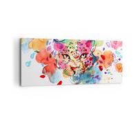 Cuadro Sobre Lienzo 120x50cm Cuadros Pared color concepto gato Wall Art Prints