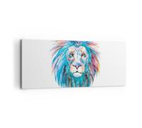 Cuadro Sobre Lienzo 120x50cm Cuadros Pared Colorido león melena Wall Art Prints
