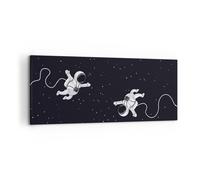 Cuadro Sobre Lienzo 120x50cm Cuadros Pared Dibujos animados astronautas cosmos