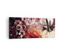 Cuadro Sobre Lienzo 120x50cm Cuadros Pared flores cereales rosas Wall Art Prints
