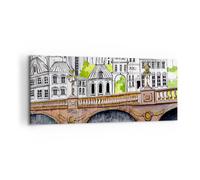 Cuadro Sobre Lienzo 120x50cm Cuadros Pared Francia puente dibujo Wall Art Prints