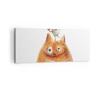Cuadro Sobre Lienzo 120x50cm Cuadros Pared Gato Ratón Infantil Wall Art Prints