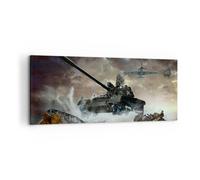 Cuadro Sobre Lienzo 120x50cm Cuadros Pared Guerra tanque avión batalla Wall Art