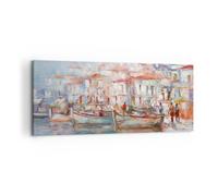 Cuadro Sobre Lienzo 120x50cm Cuadros Pared Isla Barcos Puerto Wall Art Prints