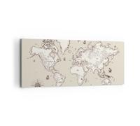 Cuadro Sobre Lienzo 120x50cm Cuadros Pared Mapa Mundo clásico continentes Art
