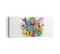 Cuadro Sobre Lienzo 120x50cm Cuadros Pared Mariposa color flor composición Art