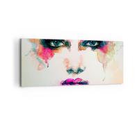 Cuadro Sobre Lienzo 120x50cm Cuadros Pared Mujer cara cosmética Wall Art Prints