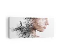 Cuadro Sobre Lienzo 120x50cm Cuadros Pared Mujer Doble Exposición Wall Art