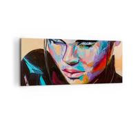 Cuadro Sobre Lienzo 120x50cm Cuadros Pared Mujer emociones cara multicolor Art