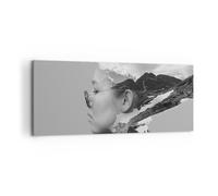 Cuadro Sobre Lienzo 120x50cm Cuadros Pared Mujer Moderno Blanco Y Negro Wall Art