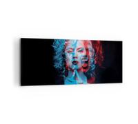 Cuadro Sobre Lienzo 120x50cm Cuadros Pared Negro Mujer Emociones Wall Art Prints
