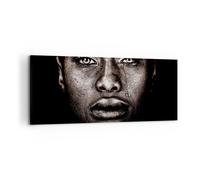 Cuadro Sobre Lienzo 120x50cm Cuadros Pared Negro Retrato Lágrima Wall Art Prints