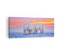 Cuadro Sobre Lienzo 120x50cm Cuadros Pared Osos Invierno Nieve familia Wall Art