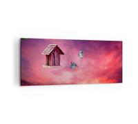 Cuadro Sobre Lienzo 120x50cm Cuadros Pared Pájaros Prado jardínación Wall Art