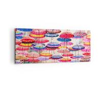 Cuadro Sobre Lienzo 120x50cm Cuadros Pared Paraguas Ciudadación cielo Wall Art